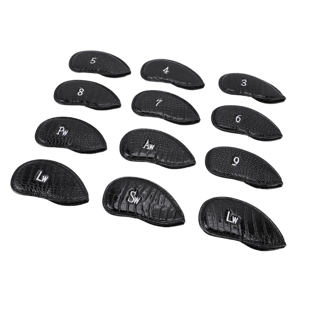12Pcs Golf Club Cover PU Hook and Loop Fastener Smoother Touch Secure Fit Portable Golf Iron Cover f