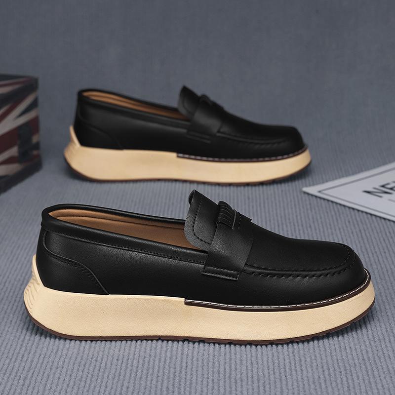

Весенне-осенняя деловая повседневная кожаная обувь для мужчин, обувь с утолщенной подошвой и увеличенной высотой, модная мужская обувь 38 чёрный