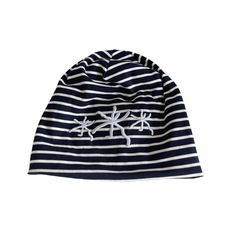 Striping Embroidered Elastic Beanies Brimless Knitting Hat For Men Women And Kids Soft Stretchable Cap