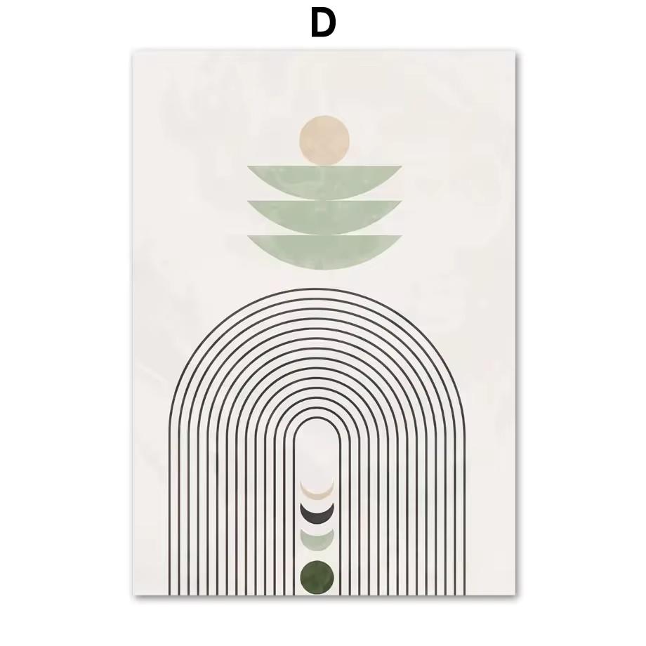 

Boho Sage Green Plants Canvas Painting Abstract Artwork Geometric Wall Art Nordic Posters and Prints Wall Pictures Decor 21cm×30cm NoFrame