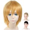 CaseEden Cosplay Wig, Premium Short Yellow Gold, Yellowish Blonde, 6010