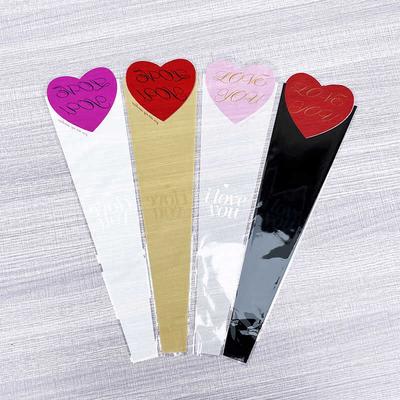 50Pcs Single Rose Sleeves Flower Wrapping Bag Bouquet Packaging Bags Clear Cellophane Floral Wrappers For Valentine'S Day