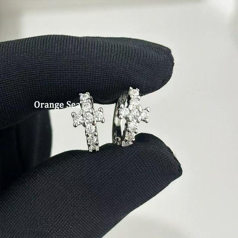 

Versatile Zirconia Diamond Cross Hoop Earrings – Super Shiny Everyday Ear Accessories