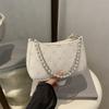 2025 spring new pure desire Korean pearl metal double chain armpit bag commuter women's shoulder bag handbag