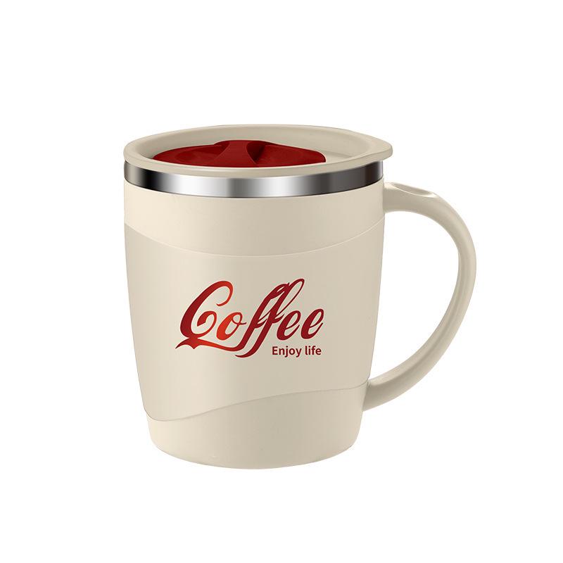 304 Stainless Steel Insulated Coffee Mug with Lid and Anti-Scald Handle - Stylish Office Cup