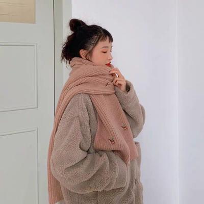 Niedlicher Strickschal im koreanischen Stil für Damen Winter Student Vielseitig Warm Langer Schal Herbst Winter