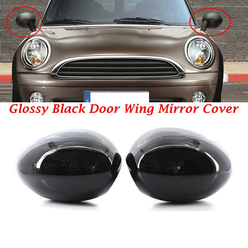 1 Pair Door Side Wing Mirror Cover Rearview Mirror Cap Gloss Black Left Right for Mini R55 R56 R57 R58 R59 R60 R61 Clip-on