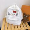 Cute Cartoon Hello Kitty Plush Zipper Backpack Street Style Nylon Material