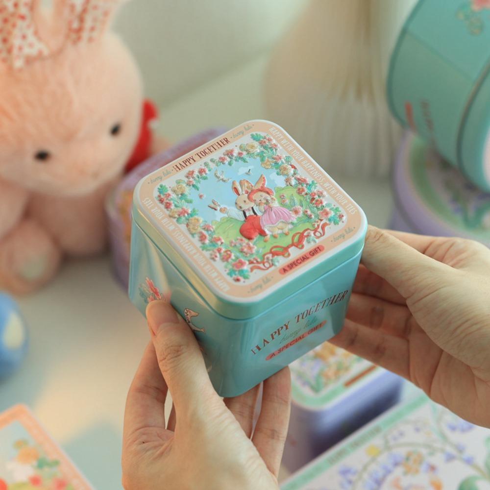 Embossment Easter Bunny Printing Tin Tinplate Easter Gift Tins Easter Candy Box  Wedding Gift