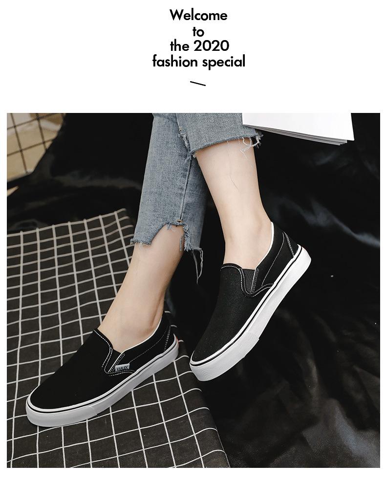 2025 Autumn Women's Slip-On Canvas Shoes - Korean Style Casual White Sneakers