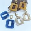 Marble Texture, Hollow Geometric Square, Pendant, Stainless Steel Earrings, Women's Earrings, European and American Retro Fashion Elegant