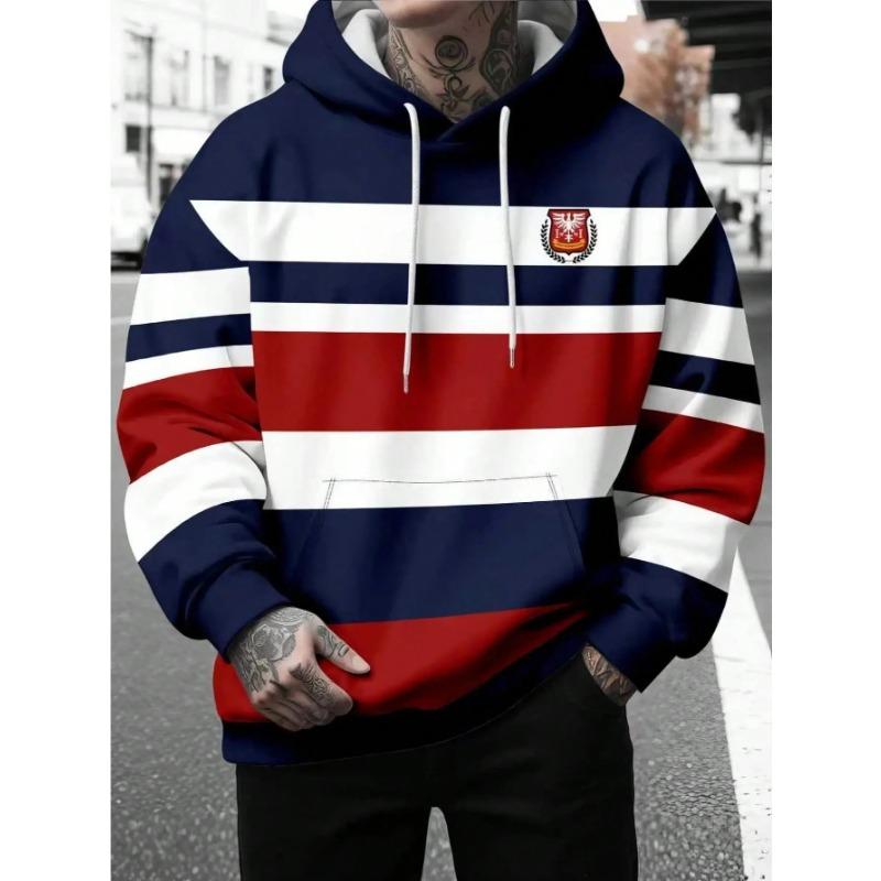 2026 Spring/Summer Best-selling Simple Casual Fashion-Style Comfortable Soft 3D Stripes Patterned Printed Men's Hooded Sweatshir