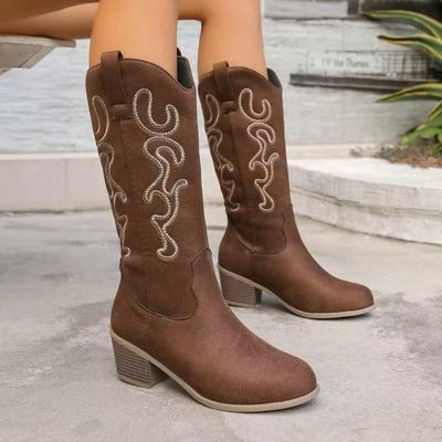 Plus-size Boots with Thick Heels, Retro Style, Anti-slip, Women's Shoes, High Boots