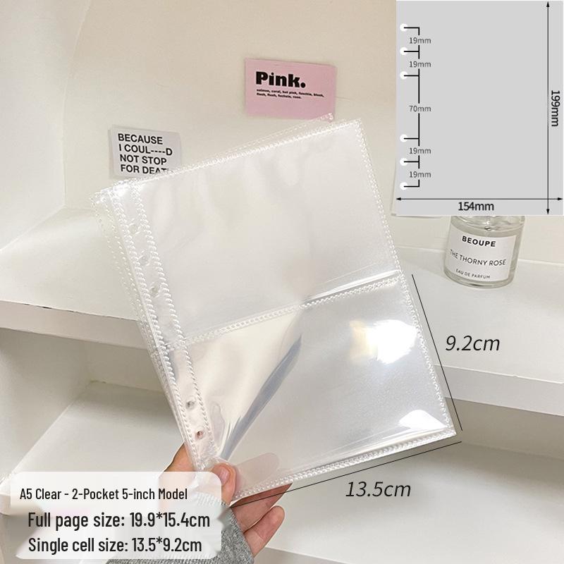

Star Zipper Bag A5 Loose-Leaf 4-Grid Card Album Pages, 6-Hole Small Card Holder for Fan Idol Polaroid Storage
