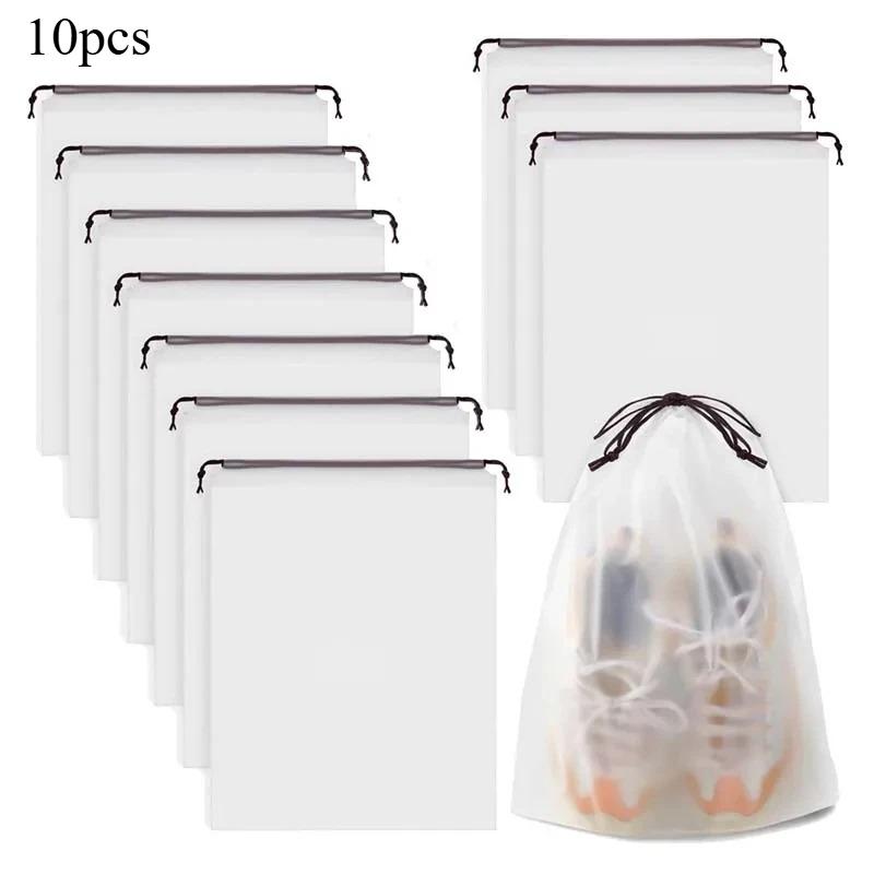 10/20/50pcs Portable Shoe Storage Drawstring Storage Bags Sundries Travel Makeup Bag Waterproof Transparent Plastic Storage Bags
