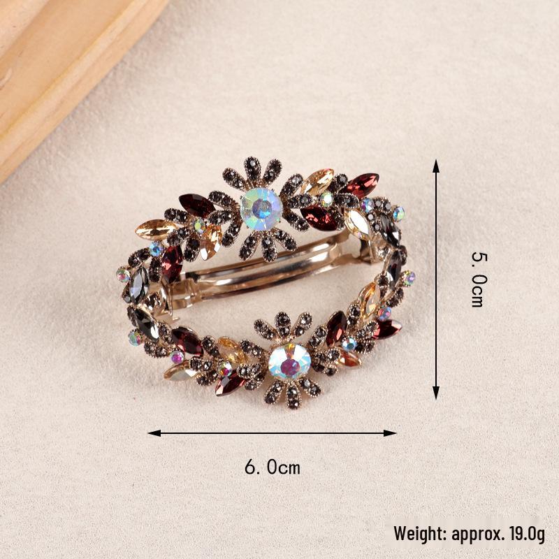 Korean Crystal Flower Hair Clip - Elegant Hollow Spring Barrette