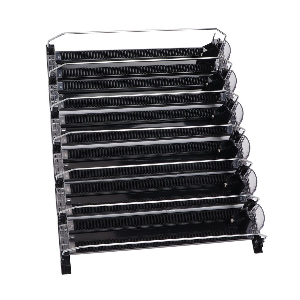 Self Pushing Drink Holder 6 Rows Adjustable Width Spring Loaded Easy Slide Large Capacity 15in Fridge Drink Dispenser