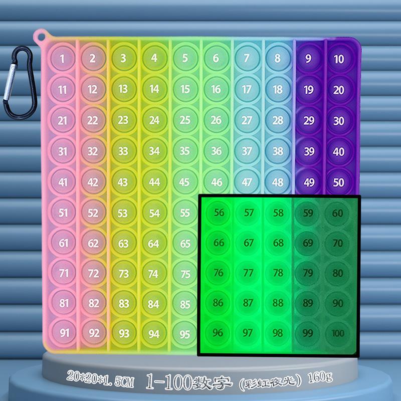 24cm Silicone Rainbow Kids' Learning Toy: Letters, Numbers, Multiplication Pop-It Fidget