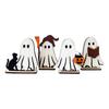 Cute Wooden Ghost Signs Halloween Indoor Tiered Tray Decor Ghost Theme Tabletop Centerpiece for Party Home Kitchen Shelf Decor