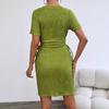 Summer European and American Women's Clothing Fashion Casual Sexy Primary Straps Show Thin Tight Hip Wrap Dress Women