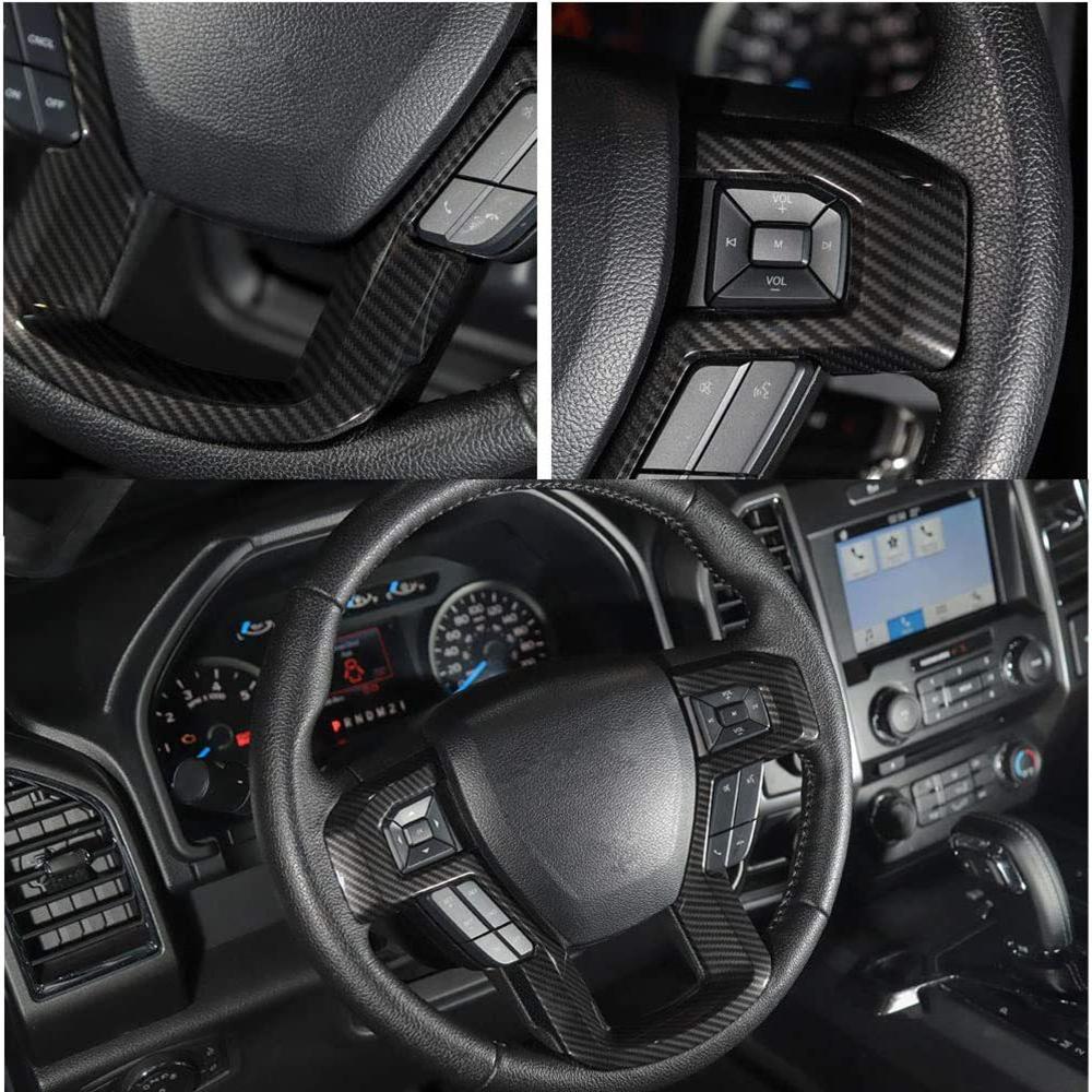 ABS Carbon Fiber Look Steering Wheel Cover Trim For 17-20 Ford F-150 F-250 F-350