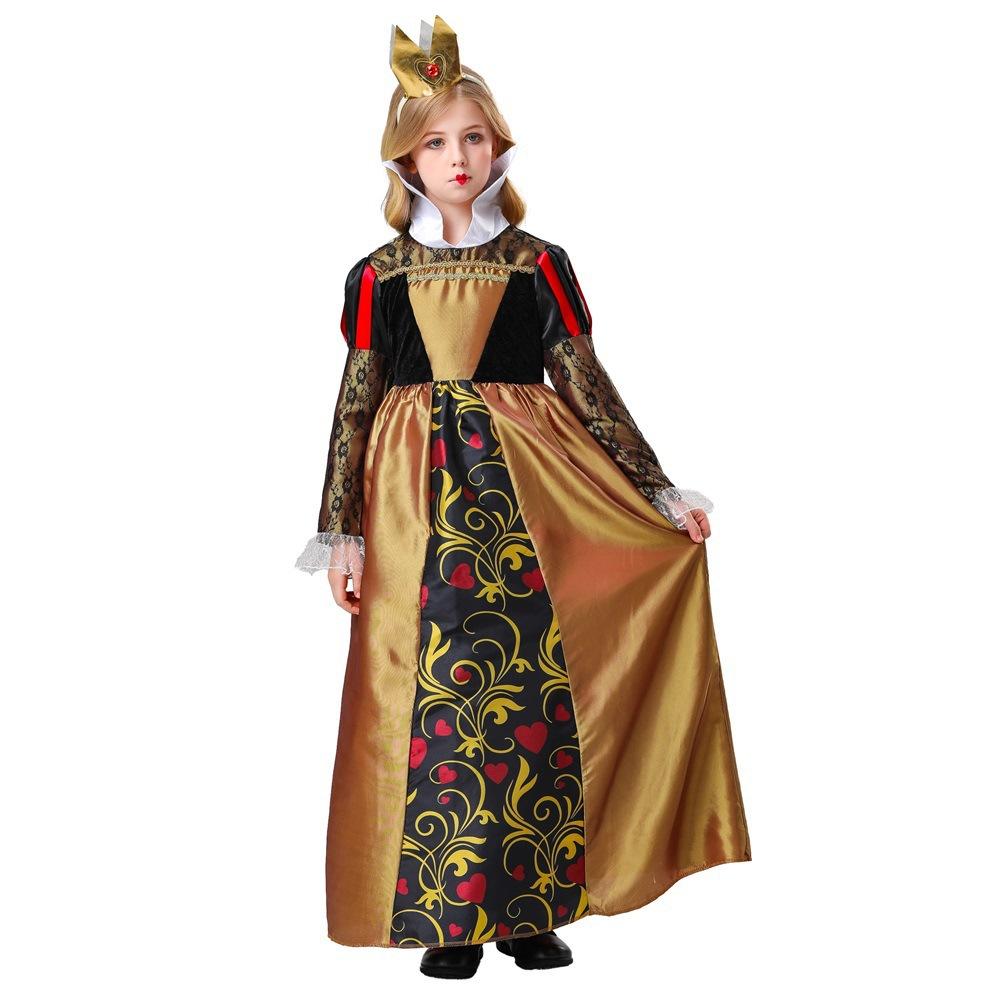 New Children's Halloween Alice Wonderland Queen of Hearts Costume Stage Performance Dress