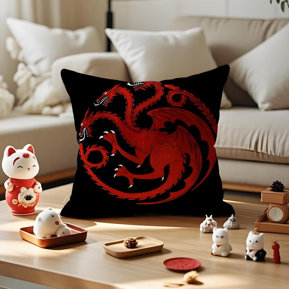 Movie GGame of Thrones Cushion Cover Silky Short Plush Invisible Zipper Dustproof Sofa Pillow Case for Home Decor