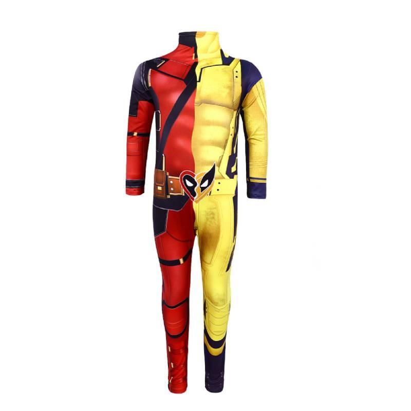 

Cosplay Deadpool Wolverine Costume Jumpsuit Animation Characters Halloween Party 130cm