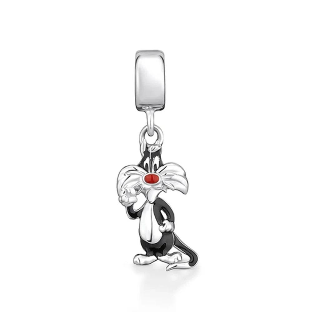 Ciondolo in Argento 925 a Forma di Maiale Cane Gatto Spaventapasseri per Braccialetto Fai da Te Gioiello Raffinato Regalo
