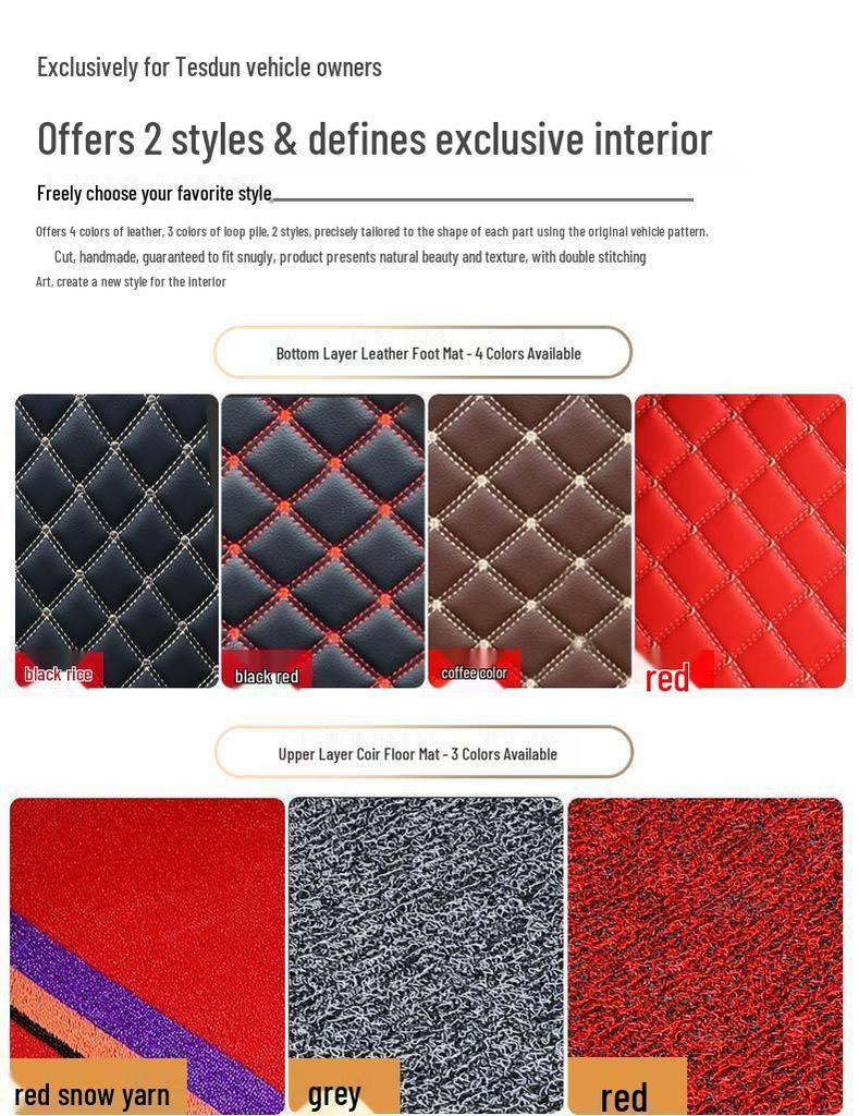 JMC Teshun & Ford 3-Seater Front Foot Mats - Special Modified Style for 6-Seaters, Decorative Interior Accessories