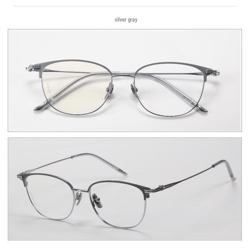Women's Fashionable Pure Titanium Myopia Glasses Frame, Thin Eyebrow Design - Fits Prescription Lenses, Style 8125