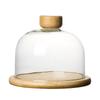 ZISIZ Bamboo Cake Plate with Champagne Glass Dome