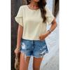 Women's Summer Solid Color Polka Dot Round Neck Short-sleeved Top for Women Shirt