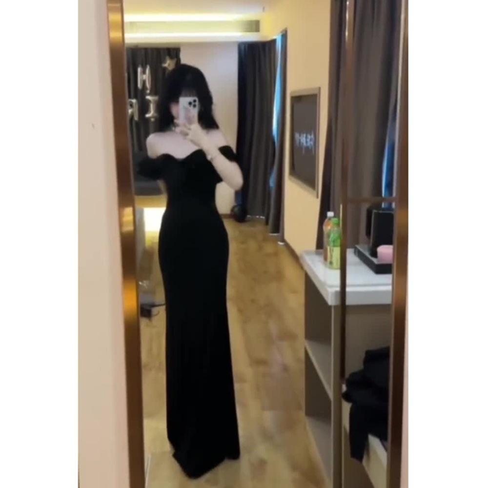 Stylish One-word Shoulder Dress Women's Clothing Summer Socialite Temperament Tube Top Hip Wrap Evening Dress