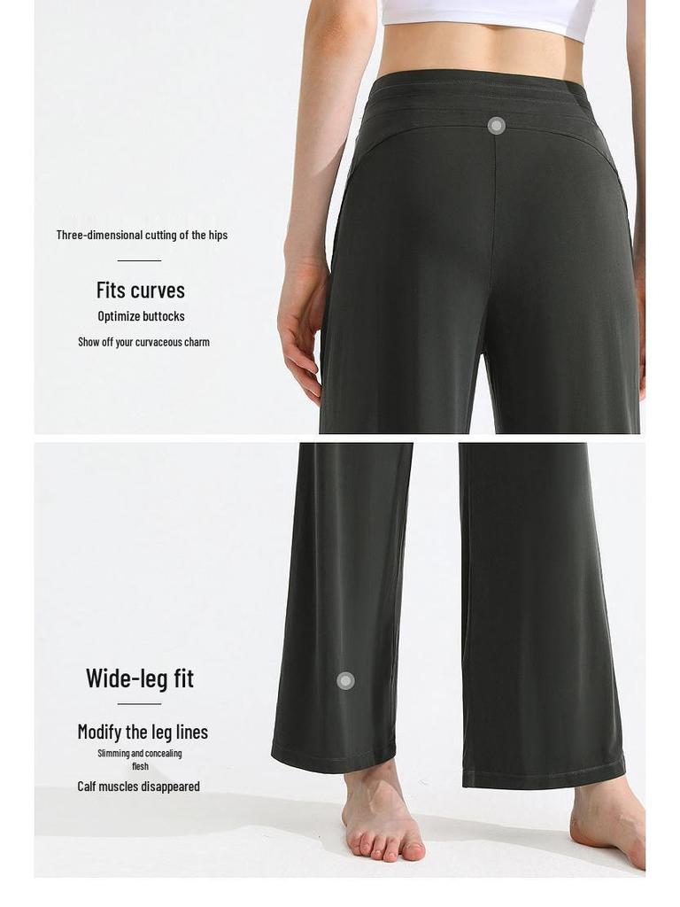 Damen High-Waist Schnelltrocknend Weitbein Yogahose für Fitness & Tanz