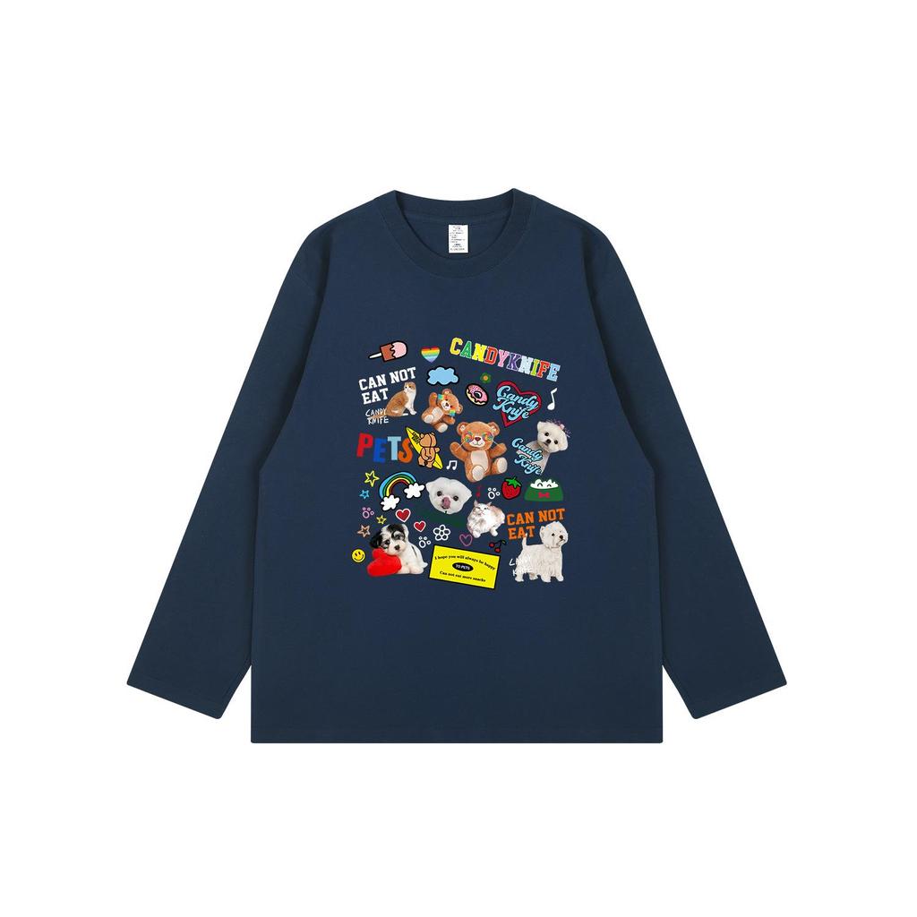 Trendy Cartoon Print Japanese Bestie Long Sleeve Loose Autumn T-Shirt