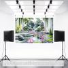 Zen Tuin Wandkleed Sereniteit Waterval Lotus Landschap Fotografie Achtergrond Wandkleed Decoratie Polyester Vezel Wandkleed