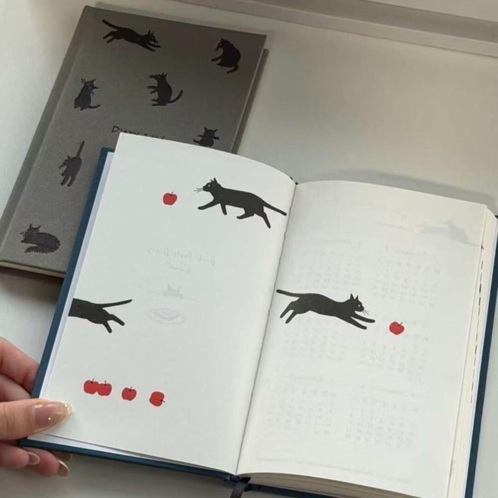 Simple Cartoon Kitten Illustration Notebook 2026 Color Page Hard Shell Schedule Book Convenient Multi Functional