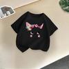 Summer Kids T Shirt Flower Cat Graphic Shirt Girls Floral Kitty Tops White Short Sleeve Wild Tee Cute Animal Cartoon Cat T-shirt