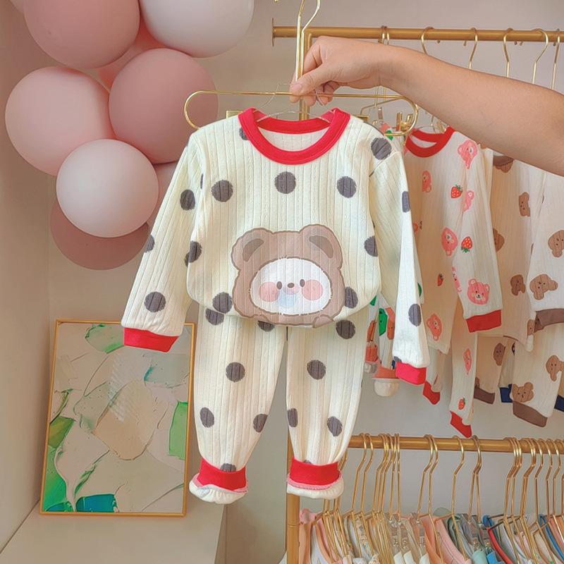 

Осенний жаккардовый хлопковый комплект для мальчиков и девочек, нижнее белье с длинным рукавом, осенняя одежда, осенние брюки, детская пижама, домашняя одежда 73cm