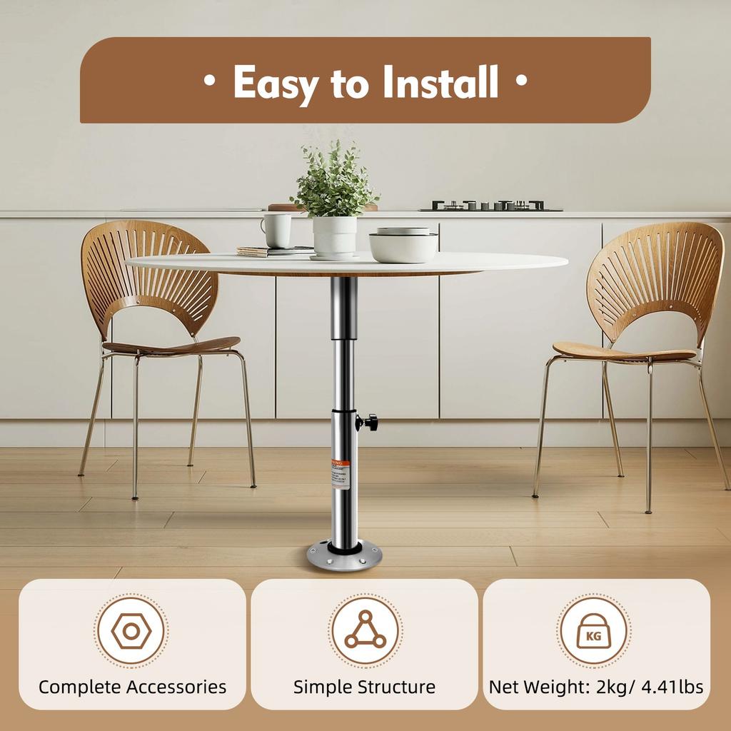 Bymaocar Adjustable Pedestal Marine RV Table Base Mount Caravan Motorhome Table Pedestal Stand Base, 22-28in Furniture Hardware