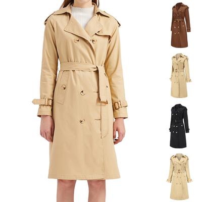 Women's European Size Trench Coat, Long Waist, Fashionable Long Sleeves, Lapel, Comfortable Coat