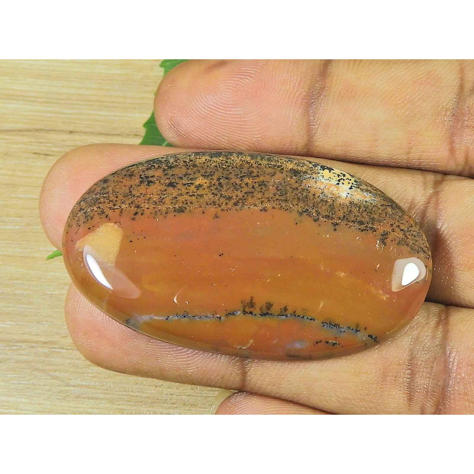 

29X50X06MM Natural Honey Dendrite Oval Shape Cabochon Loose Gemstone 73Cts. SK-3454