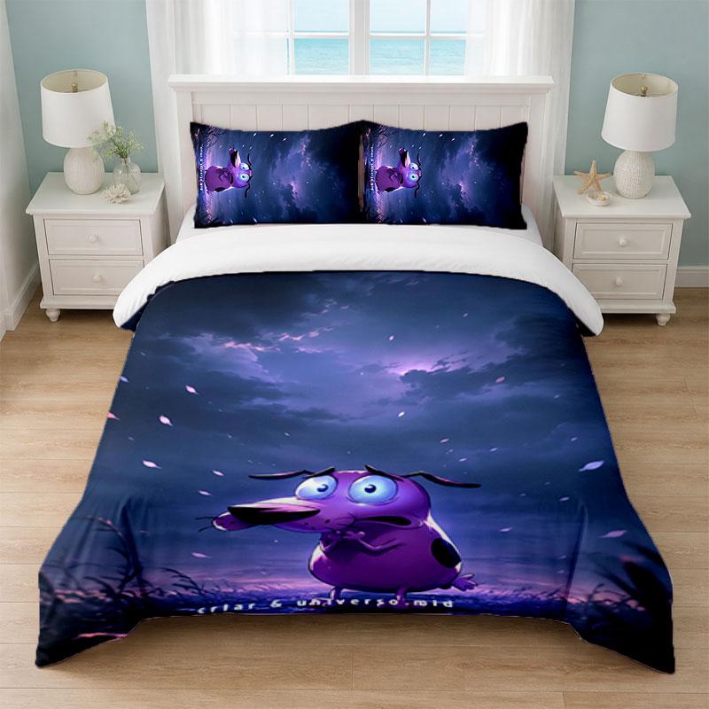 Courage the Cowardly Dog Bedroom 3Pcs Bedding Set Soft Bed Sheet Pillowcases Home Bedding Decoration
