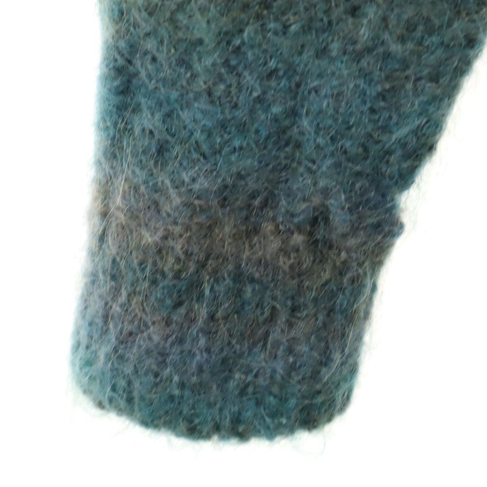 Vintage 60s 70s Long Sleeve Mohair Knit Green Sweater Men's Used