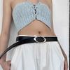 Vintage Retro Geometric Pu Leather Belt For Women With Metal Buckle Summer