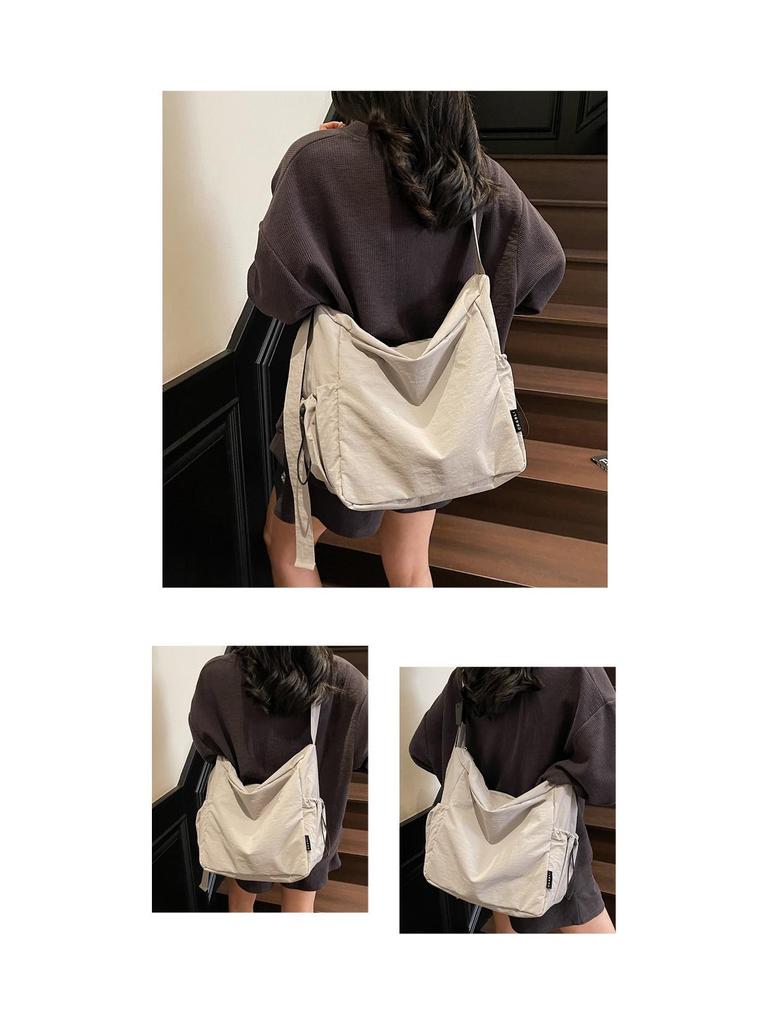 Versatile Large Capacity Solid Color Crossbody Tote Bag for Daily Commute