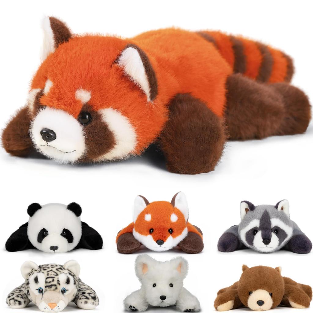 Homehalo Red Panda Plush Hugging Pillow, Cute Weighted Soft Fluffy Stuffed Animal, Cozy Cuddle Body Pillow, Birthday Christmas Gift 45cm