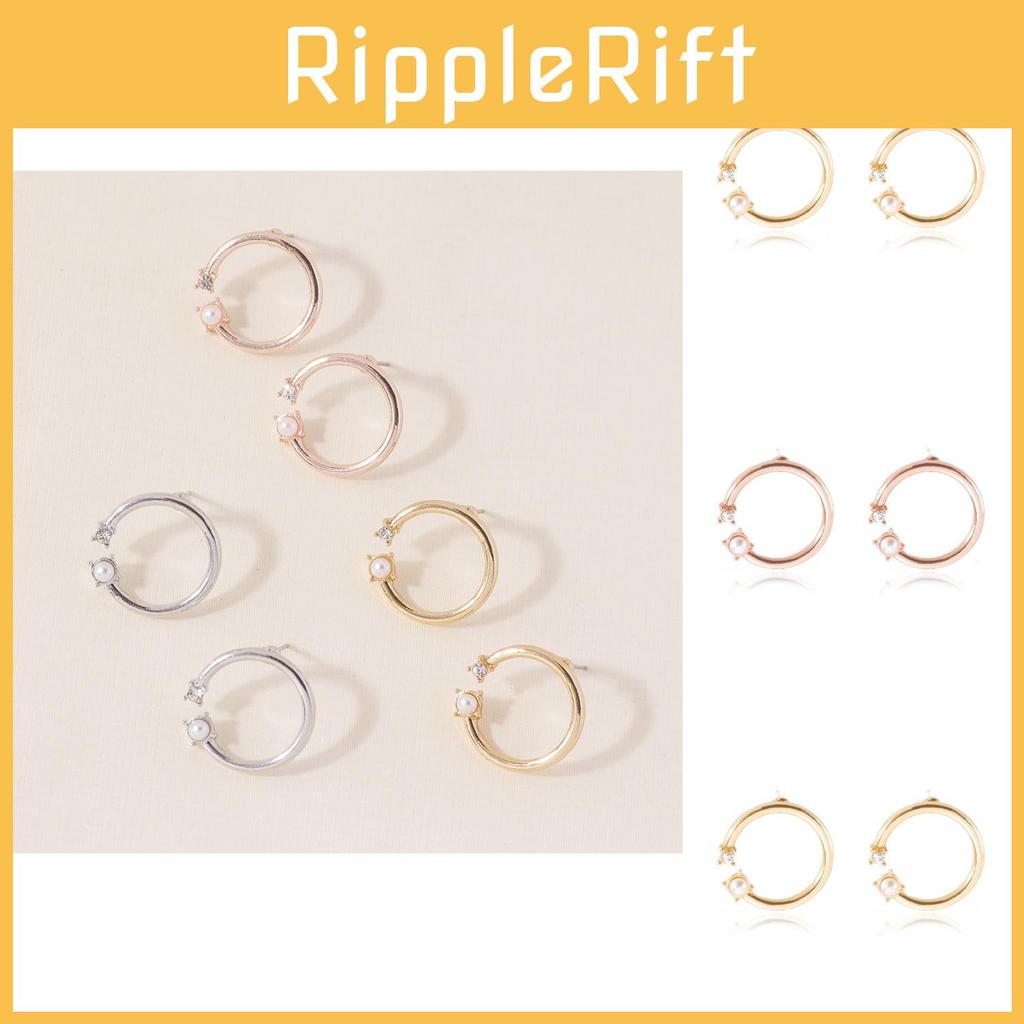 Unique Creative Style Pearl Stud Earrings For Women Classic Geometric Design