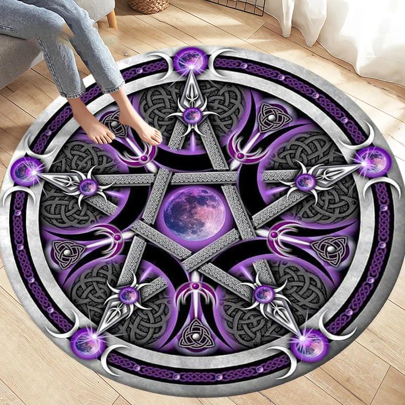 Fashion Magic Cartoon Puerto Round Rug Children's Room Magic Play Non-slip Washable Carpet for Children's Birthday Gift Carpet